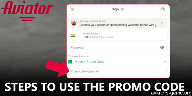 Instructions on Aviator promo code activation on Parimatch